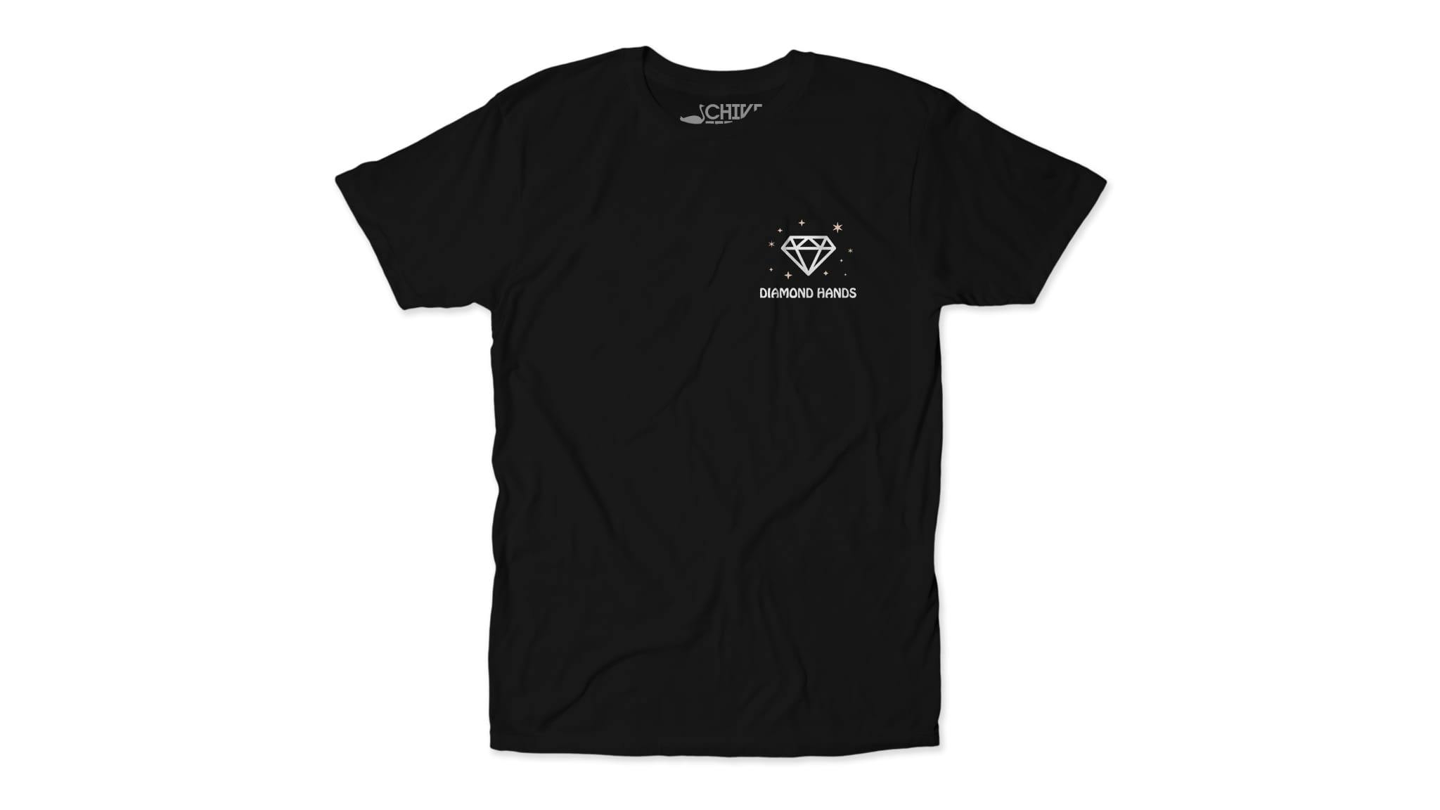 men's diamond hands black tee front